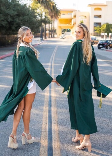 Grace Olyphant with her friend on their graduation day.